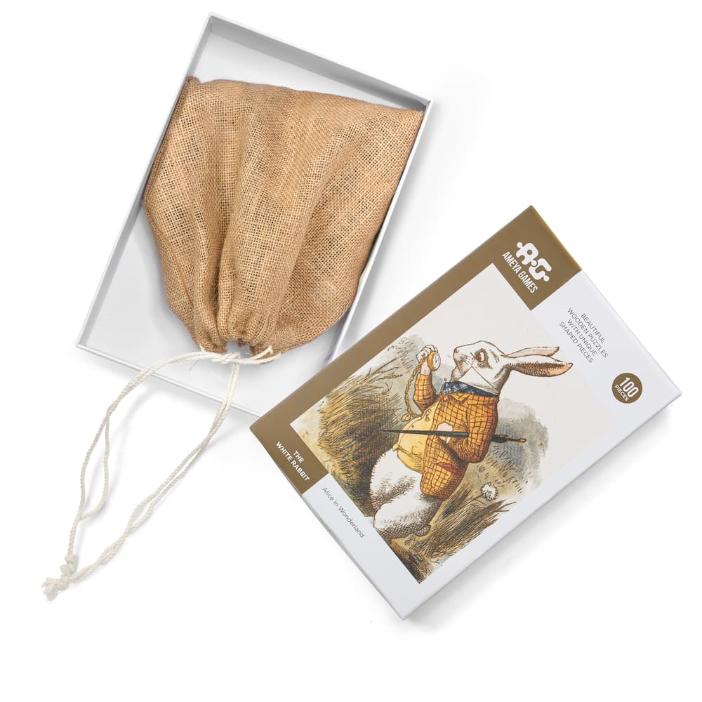 The White Rabbit - 100 piece fun wooden jigsaw puzzle