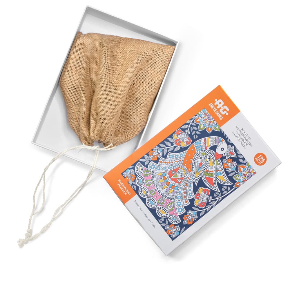 Magnificent Peacock - 125 piece fun wooden jigsaw puzzle