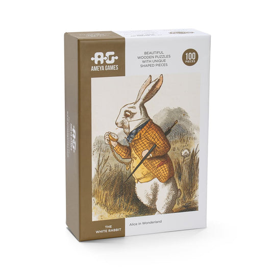 The White Rabbit - 100 piece fun wooden jigsaw puzzle