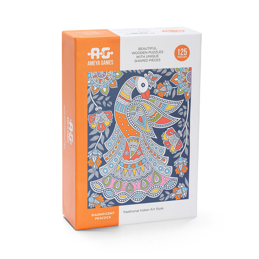 Magnificent Peacock - 125 piece fun wooden jigsaw puzzle